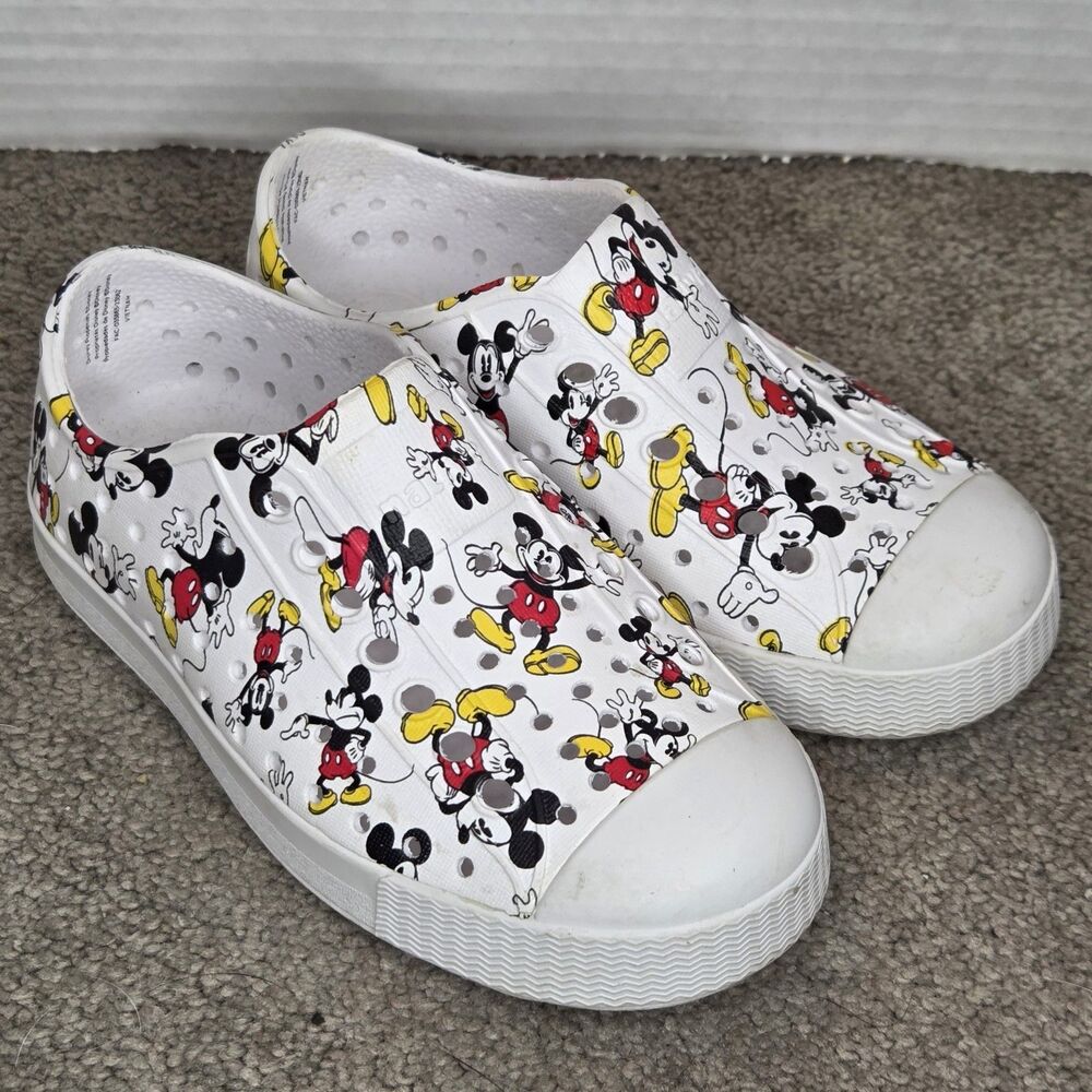 Native Jefferson Shoes X Disney Mickey Mouse Print Kids Slip-On Sneakers Size C9